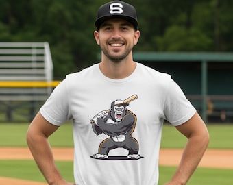 Maglietta da giocatore di baseball Mighty Gorilla - Scegli il colore - Regalo per adolescenti - Maglietta da papà per giocatori di baseball! Disponibile nelle taglie da ragazzo.