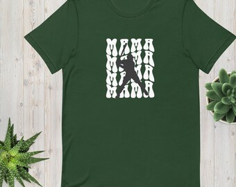 Maglietta Baseball Mama Batter - Scegli il tuo colore! - Maglietta con la silhouette del giocatore in battuta e la scritta "Mamma del baseball" - OLTRE 75 COLORI!