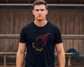 Maglietta personalizzata con il nome della squadra di baseball Flaming - Scatena il fuoco della tua squadra - Scegli i colori del tuo design - Oltre 75 colori di magliette!