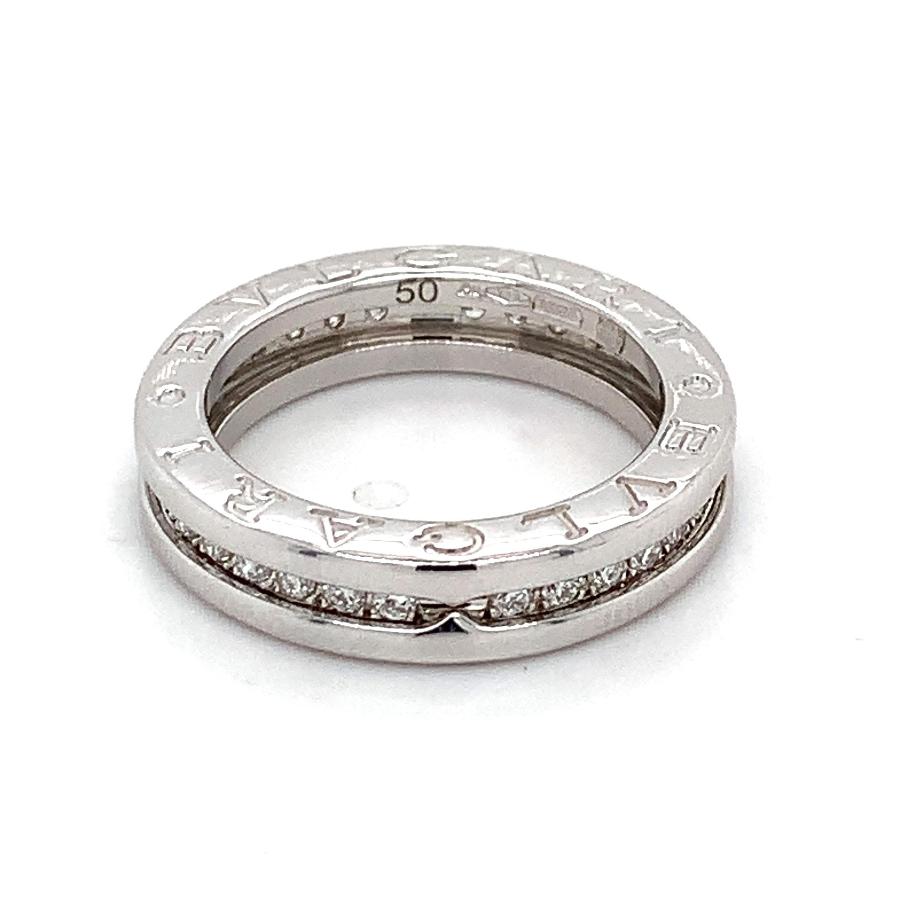 Bvlgari B.ZERO1 18k White Gold Round Diamonds One-band Ring Size