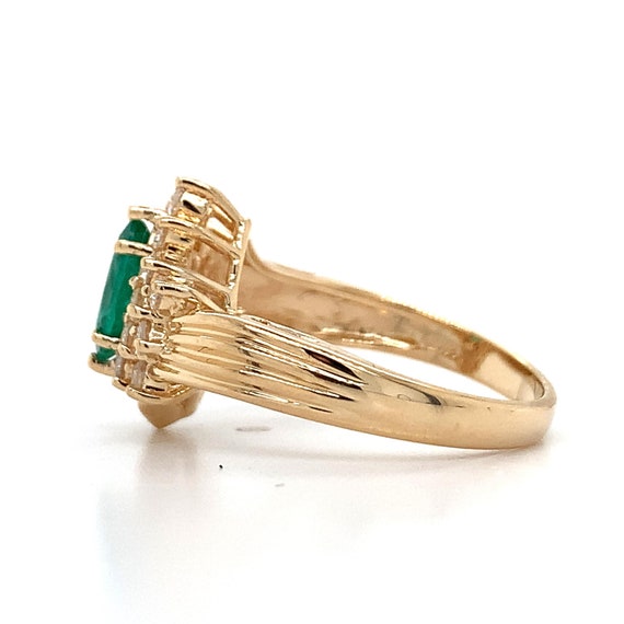 14k Yellow Gold Green Marquise Emerald W/ Round W… - image 7