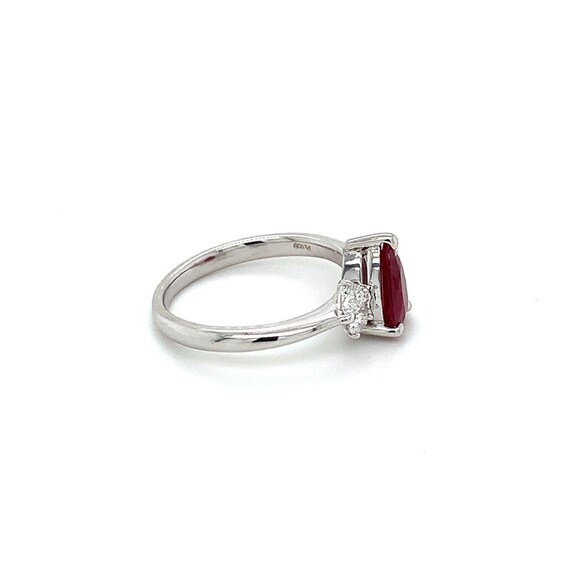 Platinum Gia Burma Pear Shape Ruby With Pear Shap… - image 5