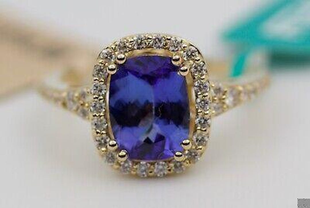 New Effy 14k Yellow Gold Oval Tanzanite and a Halo of White Round ...