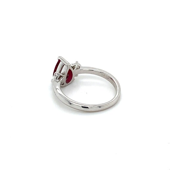 Platinum Gia Burma Pear Shape Ruby With Pear Shap… - image 9