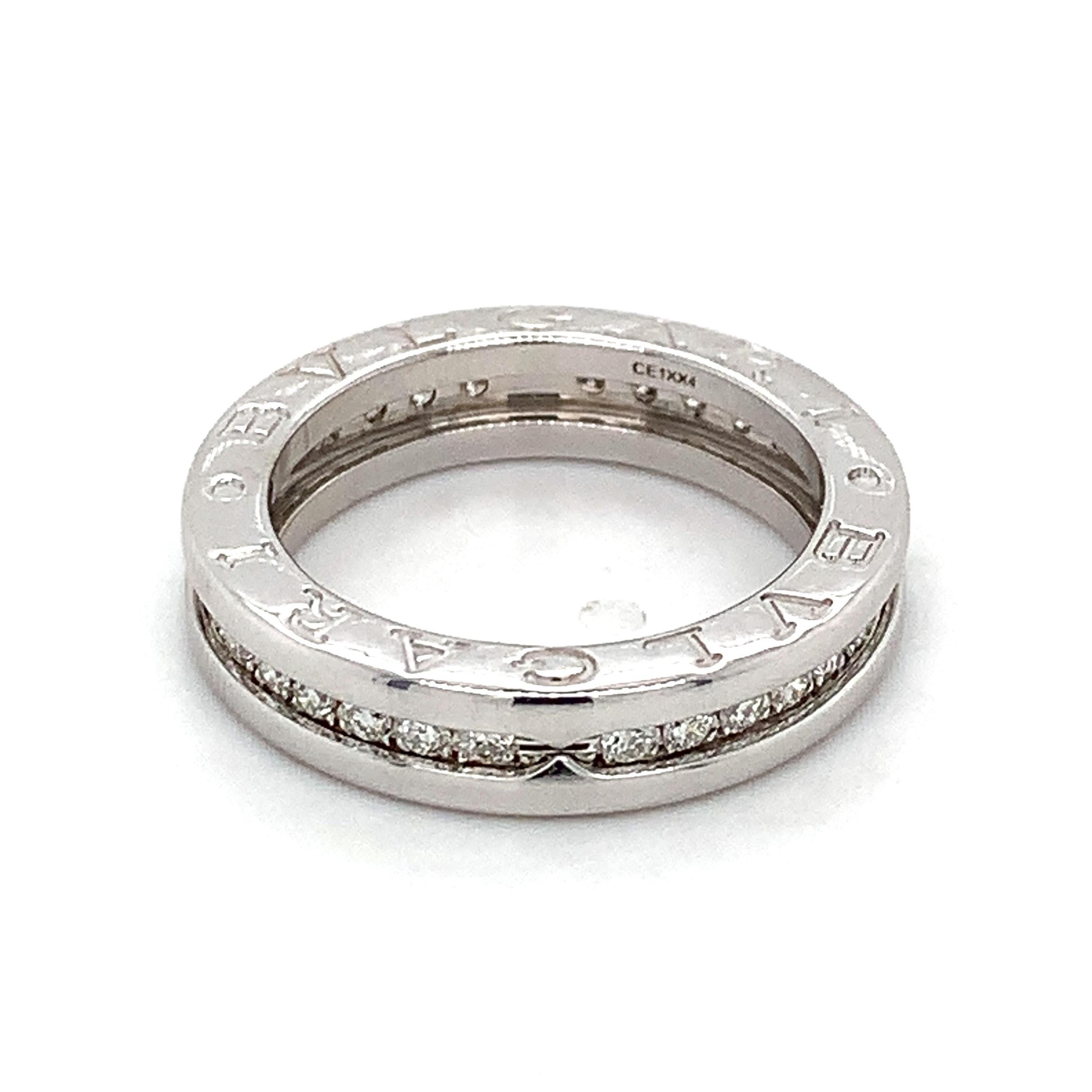 Bvlgari B.ZERO1 18k White Gold Round Diamonds One-band Ring Size
