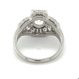 Vintage Iridium Platinum Round Cut Diamond W/ Single & Baguette Cut Diamond Ring