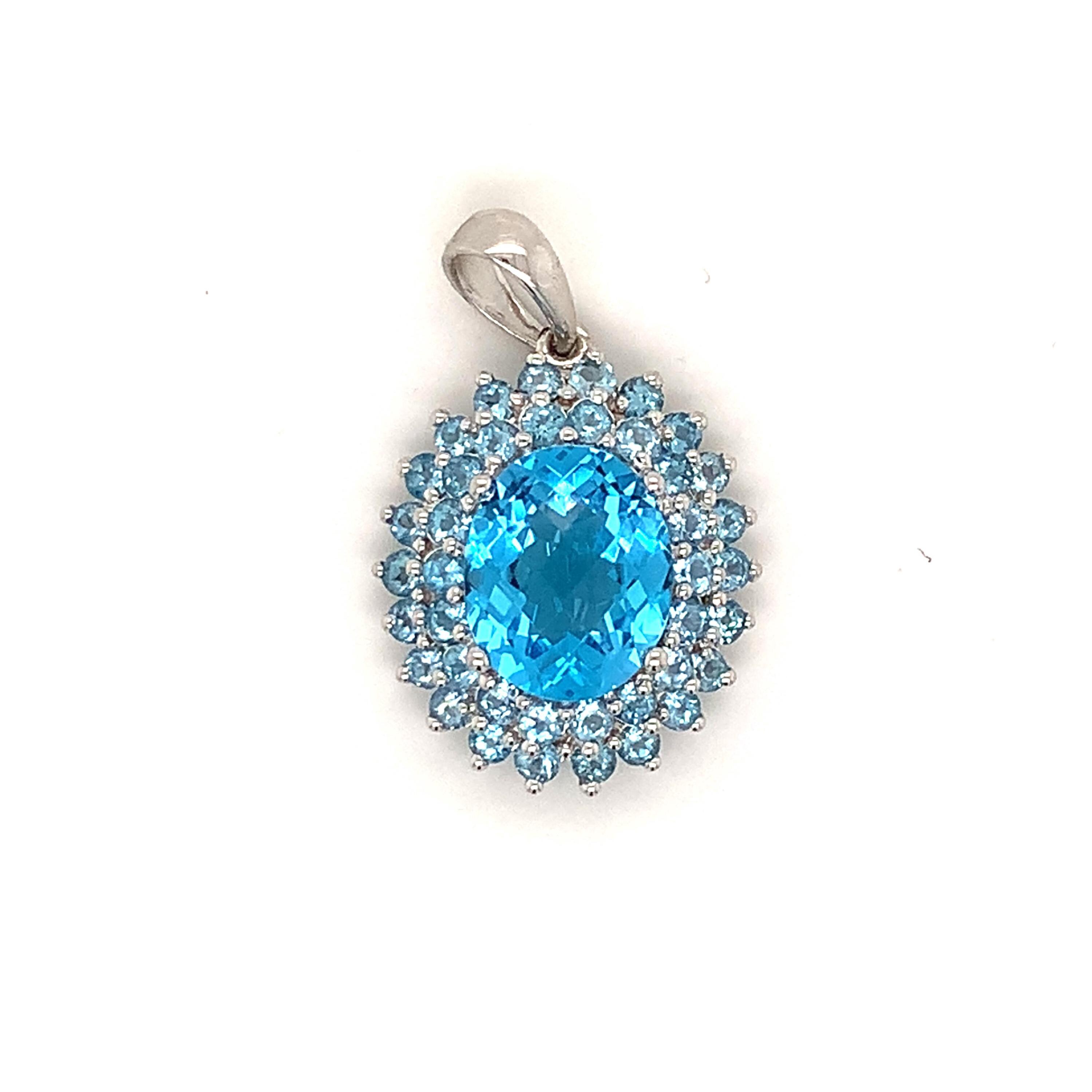 Bh Effy 14k White Gold Oval Blue Topaz W/ Round Blue Diamond
