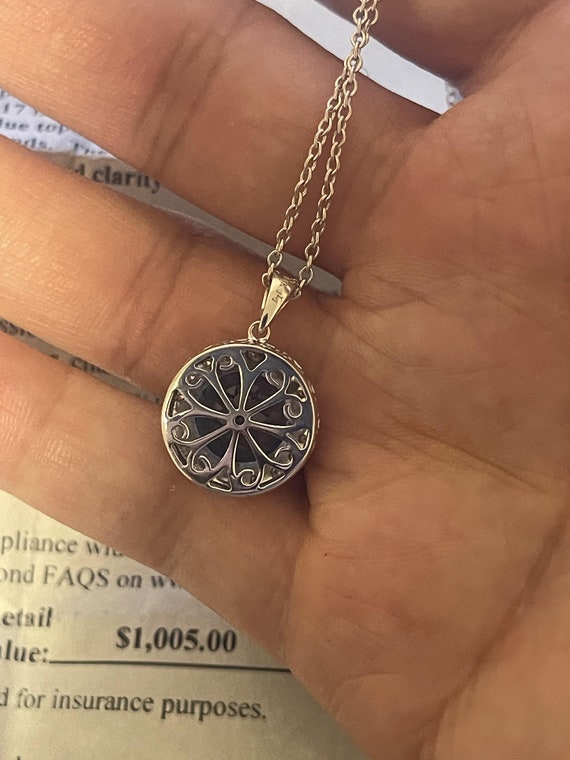 Costco 14k White Gold Round Blue Topaz and Diamond 17 Inches Pendant Necklace Etsy UK