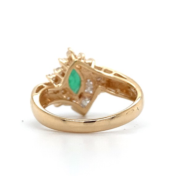 14k Yellow Gold Green Marquise Emerald W/ Round W… - image 4