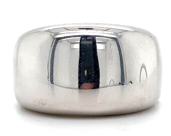 Cartier 18k White Gold Nouvelle Vague Wide Band Ring Size 8.25