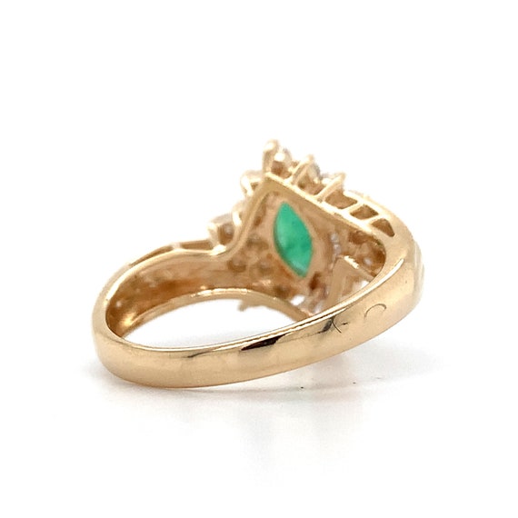 14k Yellow Gold Green Marquise Emerald W/ Round W… - image 5