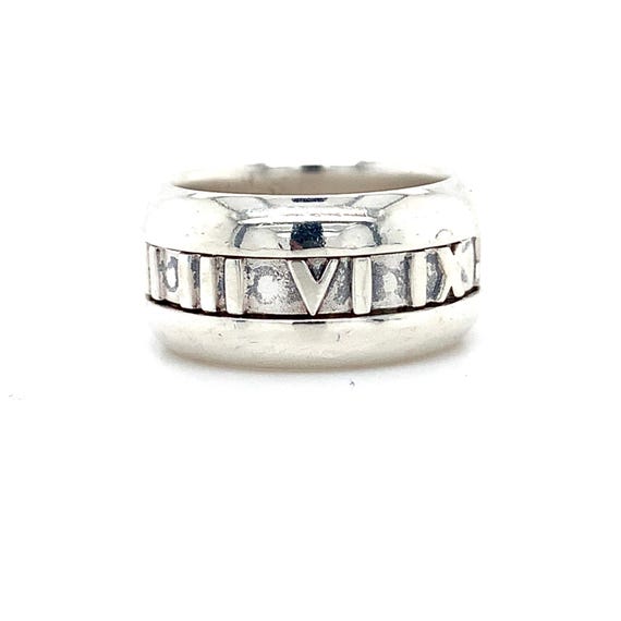 Tiffany & Co. 2003 Sterling Silver Atlas Roman Stencil Wide Band