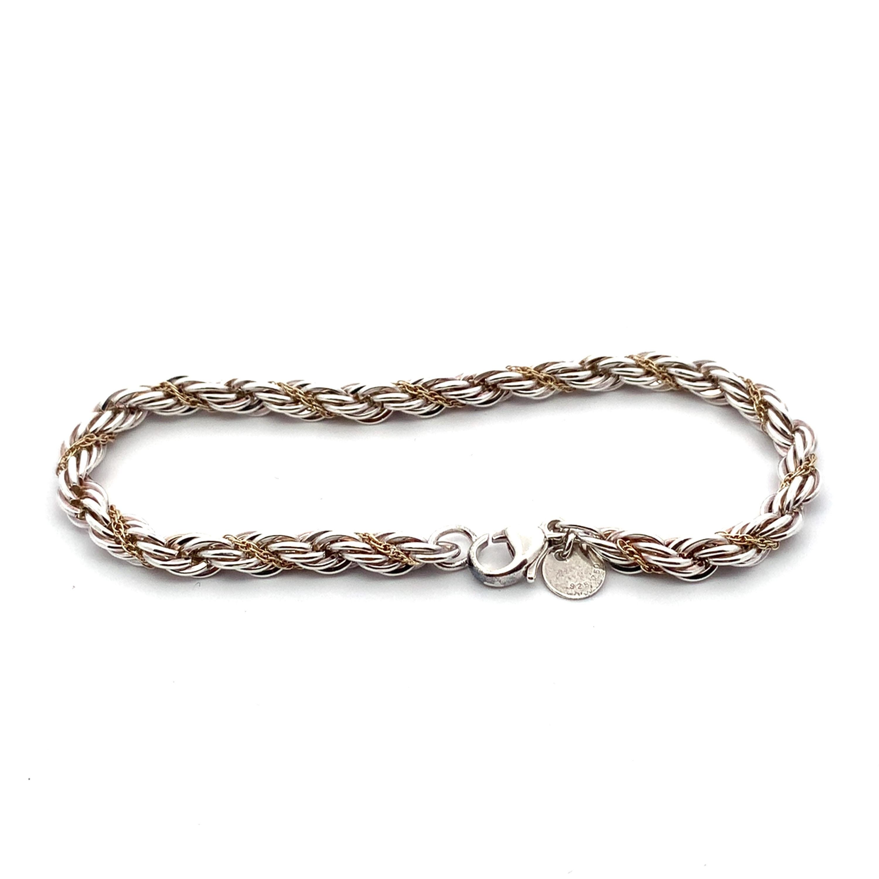 Tiffany & Co 18k Yellow Gold Sterling Silver Twist Rope Chain