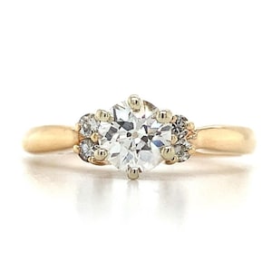 Vintage 14k Gelbgold .5ct European Cut Diamant mit Diamant Verlobungsring