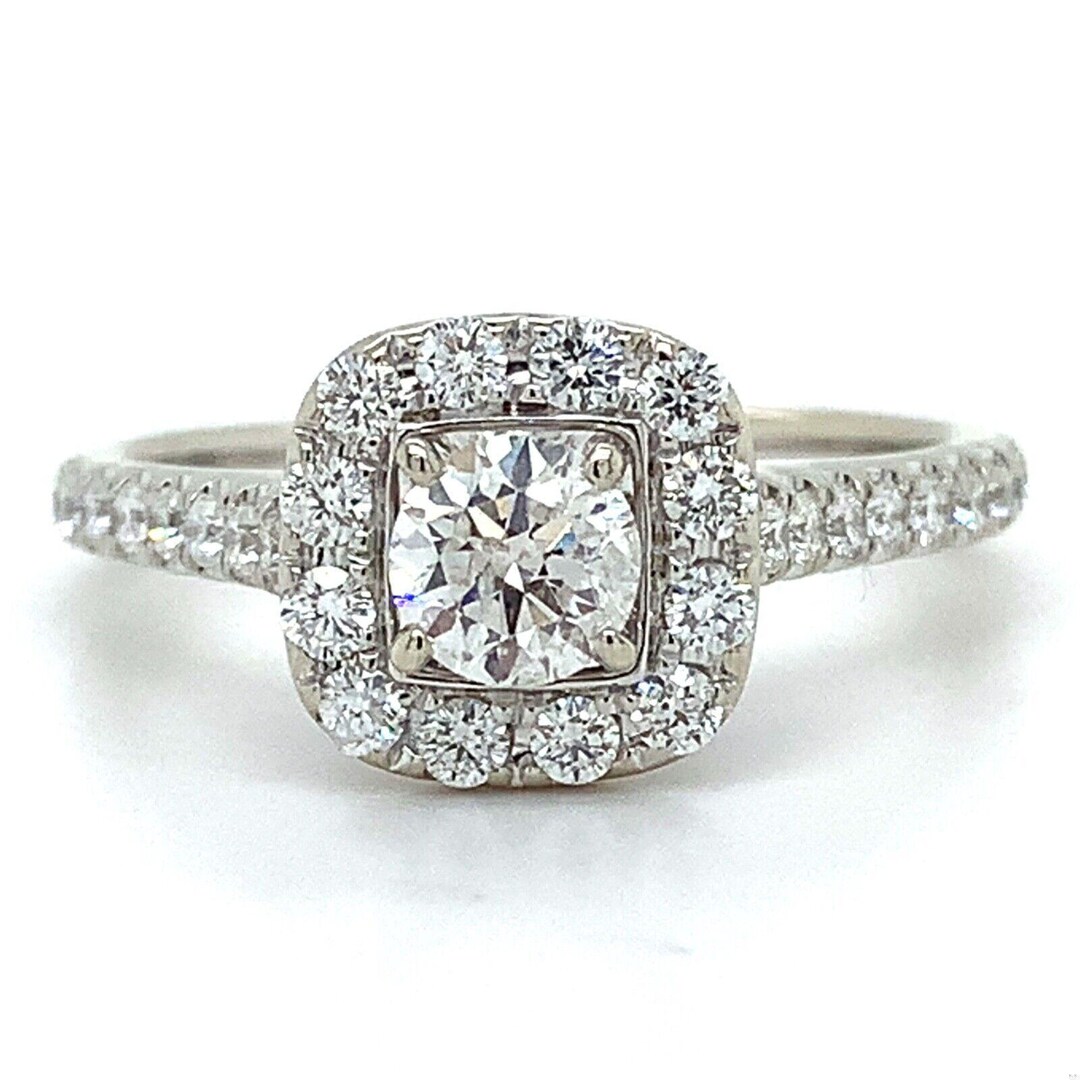 Neil Lane 14k White Gold Round Cut Diamond Halo Round Diamond