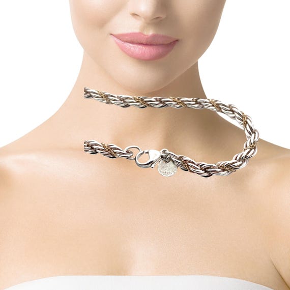 Tiffany & Co 18k Yellow Gold Sterling Silver Twist Rope Chain