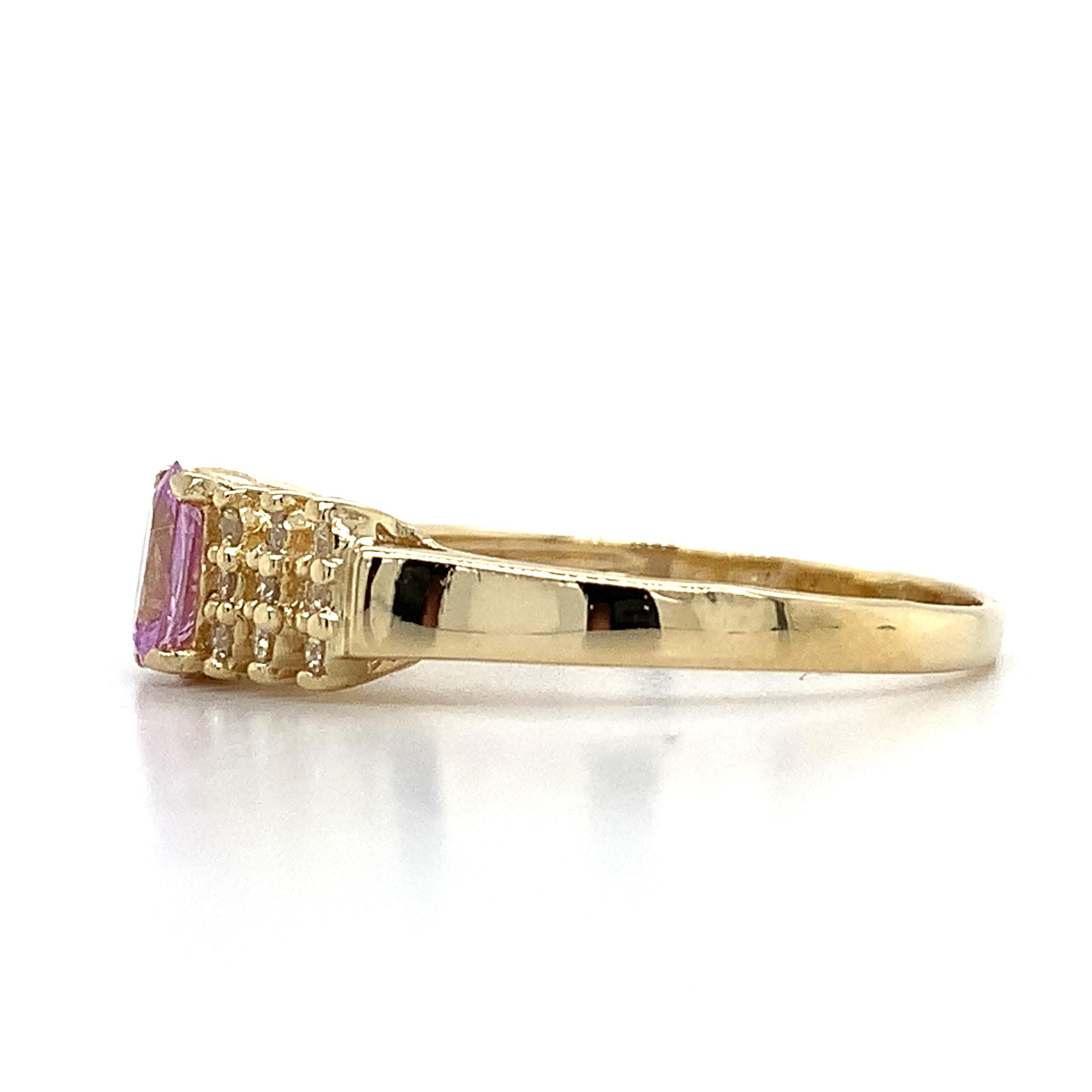Effy Bh 14k Yellow Gold Oval Pink Sapphire W/ Round White Diamond Ring ...