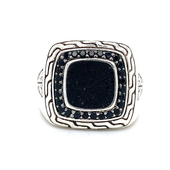 John Hardy Sterling Silver Men's Onyx and Black Diamond Carved