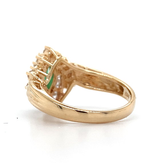 14k Yellow Gold Green Marquise Emerald W/ Round W… - image 6