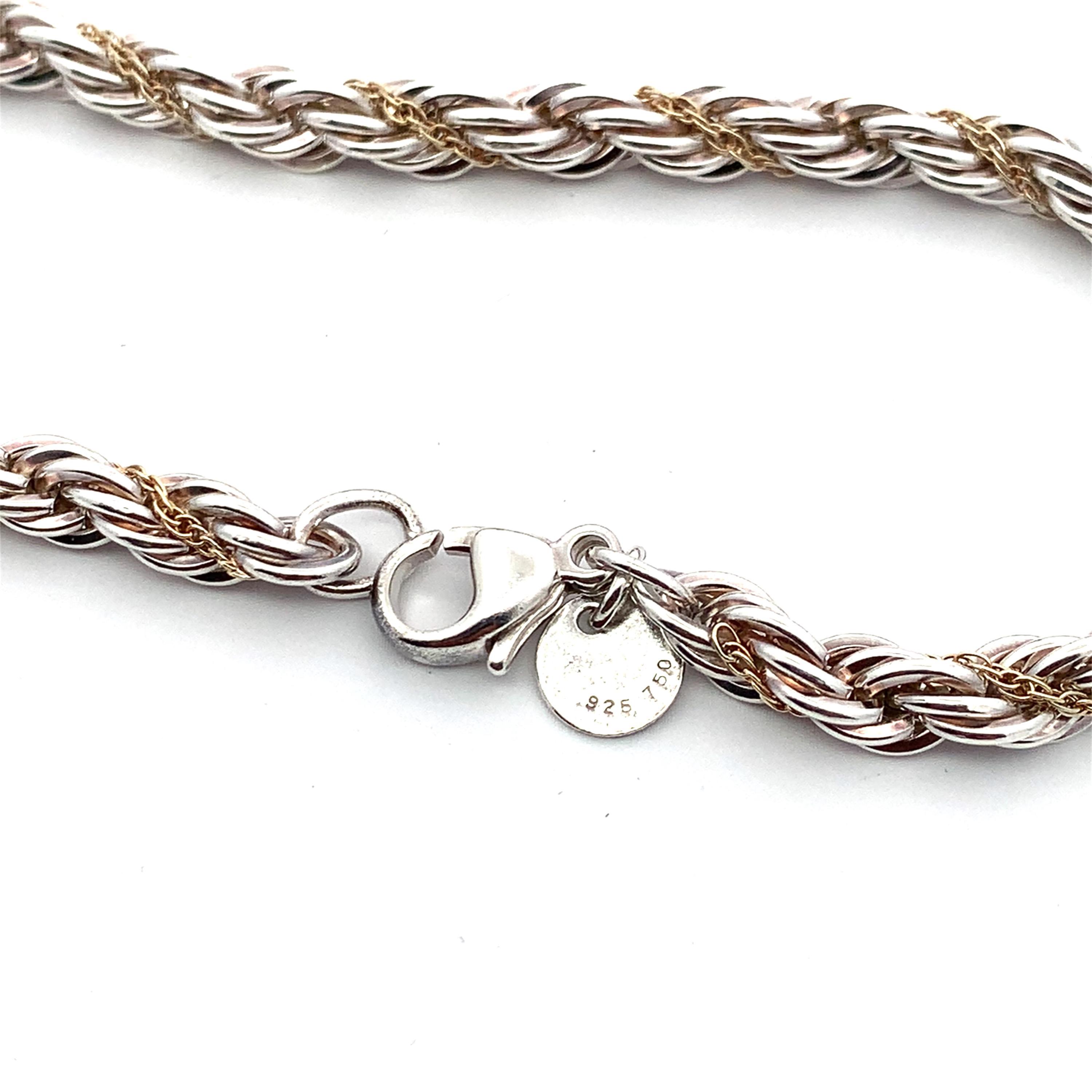 Tiffany & Co 18k Yellow Gold Sterling Silver Twist Rope Chain