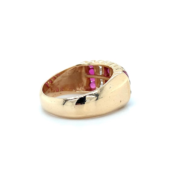 14k Yellow Gold Alternating Rows Round Ruby and D… - image 6