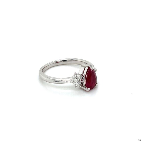 Platinum Gia Burma Pear Shape Ruby With Pear Shap… - image 3
