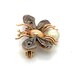 Vintage 14k Yellow Gold & Silver Round CZ Ruby Eyes and Pearl Fly ...