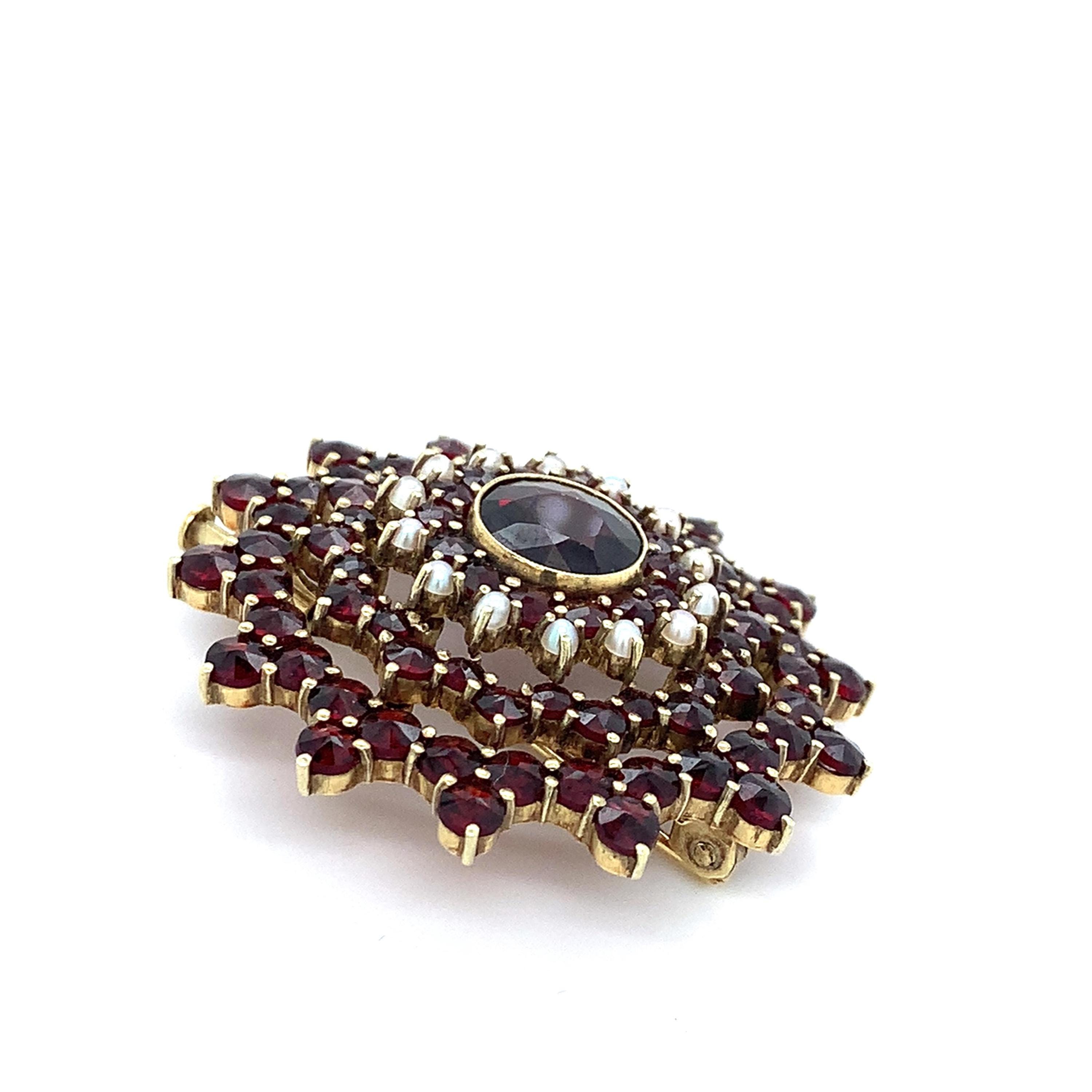 アンティーク ビクトリア朝 14K イエローゴールド ガーネット＆シード