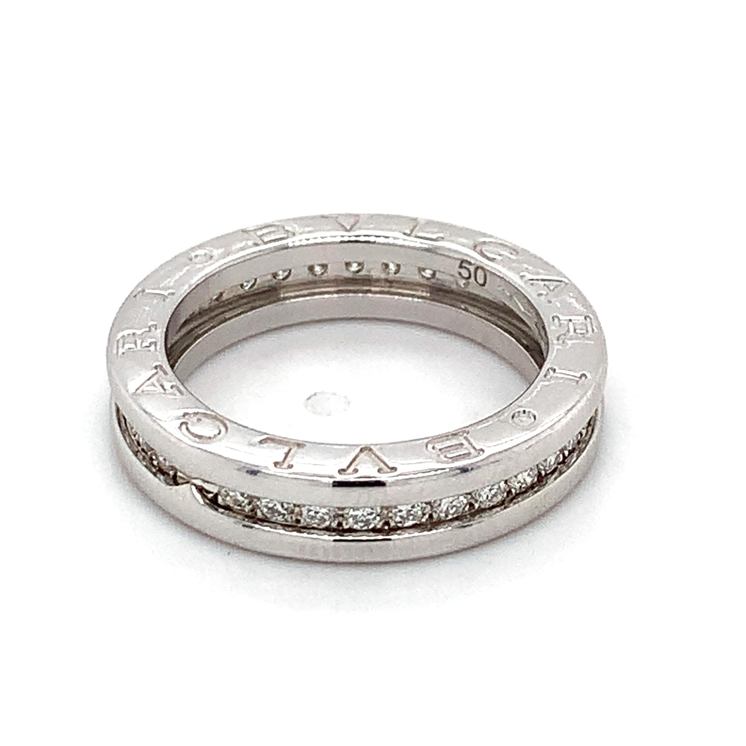Bvlgari B.ZERO1 18k White Gold Round Diamonds One-band Ring Size