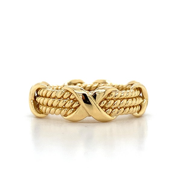 Tiffany & Co. Schlumberger 18k Gold Seil 3 Reihig X Band Ring Größe 5.25