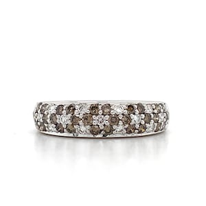 Le Vian 14k White Gold Chocolate & Vanilla Diamond Flower Design Band Ring