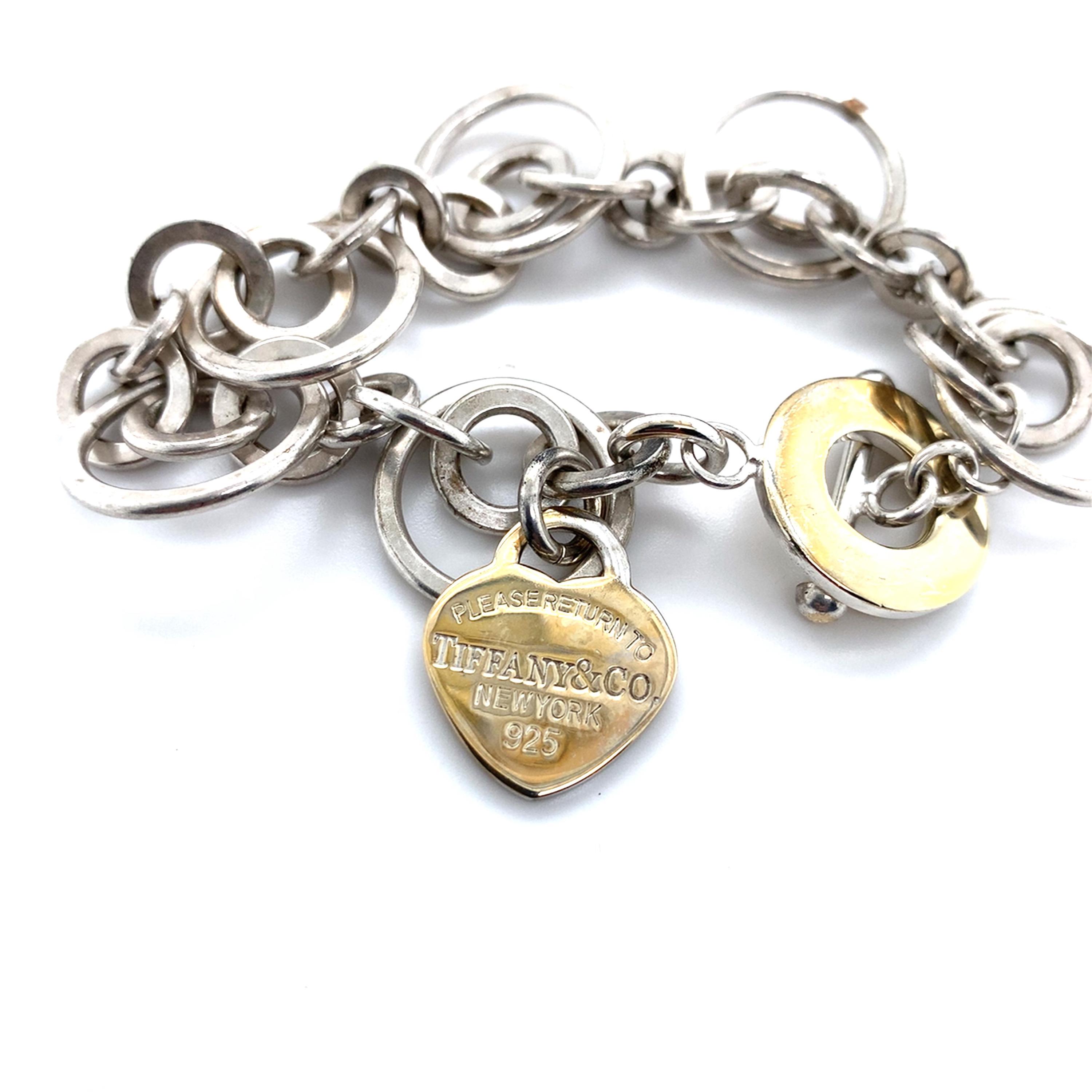 Tiffany & Co Silver Return to Tiffany Heart Tag Circle Link Toggle