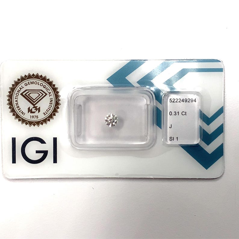 Igi Certified .31 Carat Si1 /J Round Brilliant Cut Natural Diamond