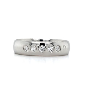 Men's Platinum Bezel Set 5 Stone Round White Diamonds .4ct Band Ring Size 12