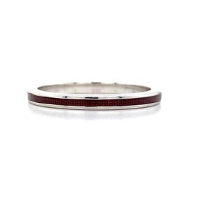 Hidalgo 18k White Gold Deep Red Enamel Eternity Stackable Thin Band Ring Size 7