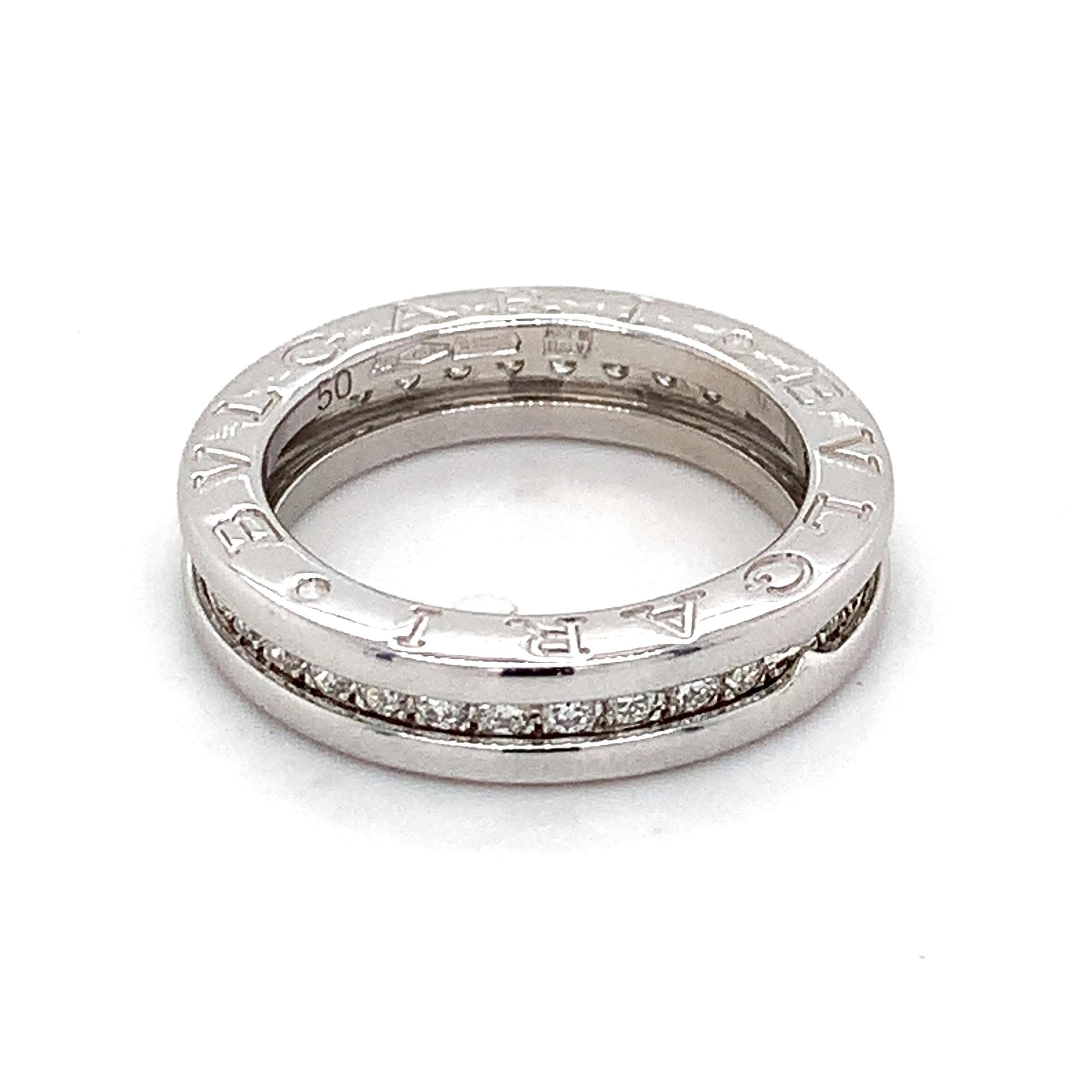 Bvlgari B.ZERO1 18k White Gold Round Diamonds One-band Ring Size