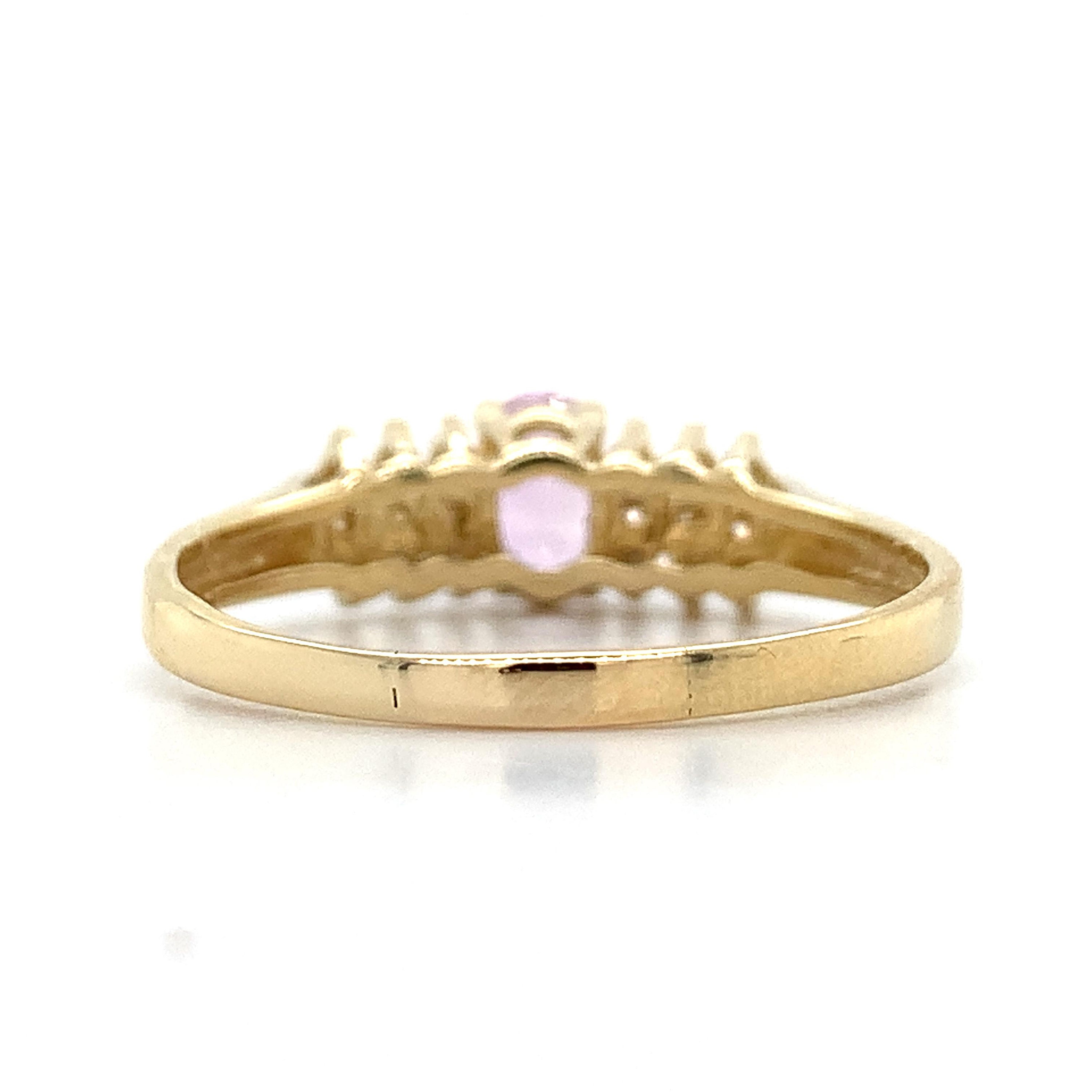 Effy Bh 14k Yellow Gold Oval Pink Sapphire W/ Round White Diamond Ring ...