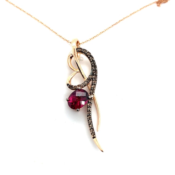 Le Vian 14k Rose Gold Rhodolite Garnet & Chocolate Quartz Heart