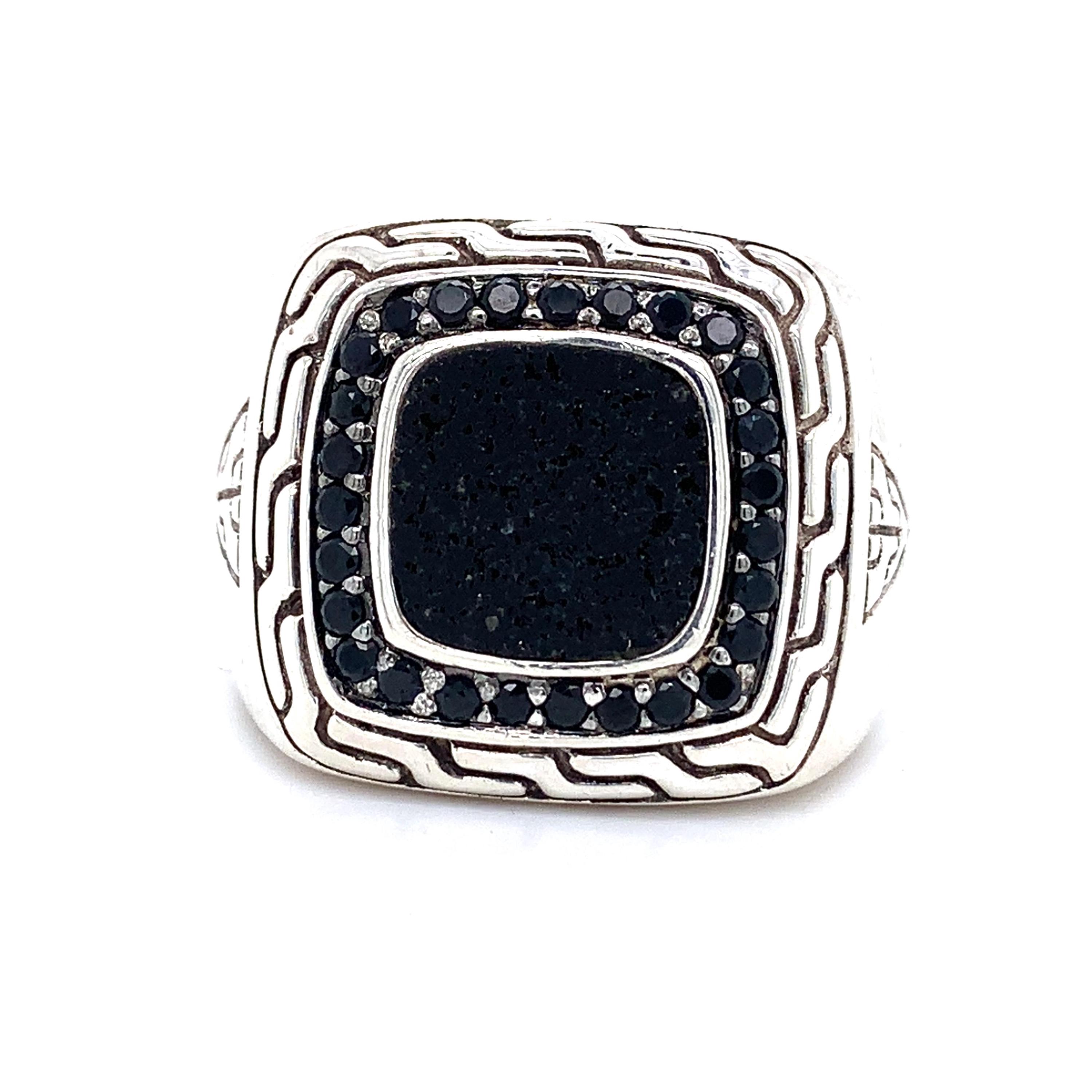 Palgraveリング John Hardy Sterling Silver Men's Onyx and Black Diamond