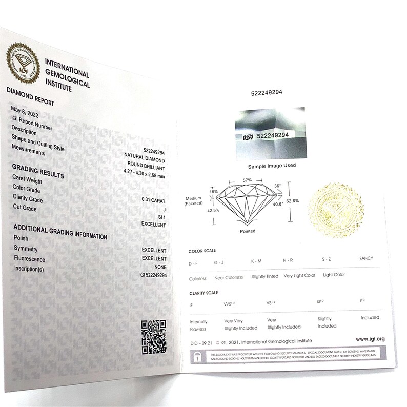 Igi Certified .31 Carat Si1 /J Round Brilliant Cut Natural Diamond