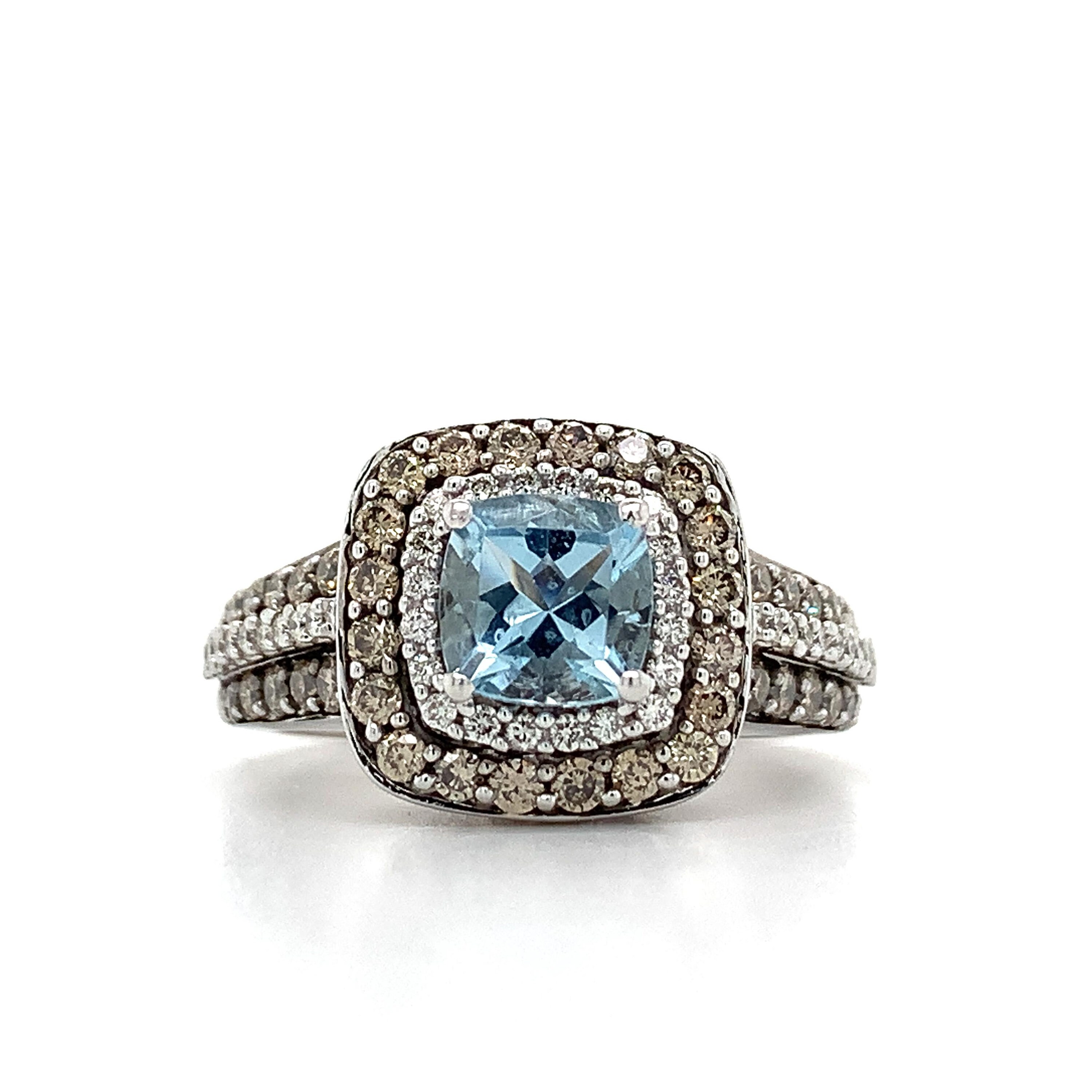 Le vian aquamarine and chocolate diamond ring deals