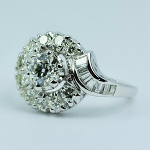 Corte europeu de platina vintage com diamante baguete e anel de diamante de corte único tamanho 6 imagem 6