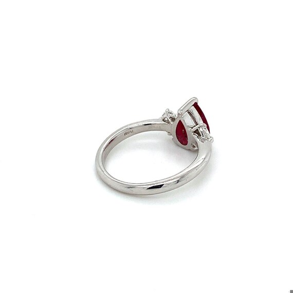 Platinum Gia Burma Pear Shape Ruby With Pear Shap… - image 7
