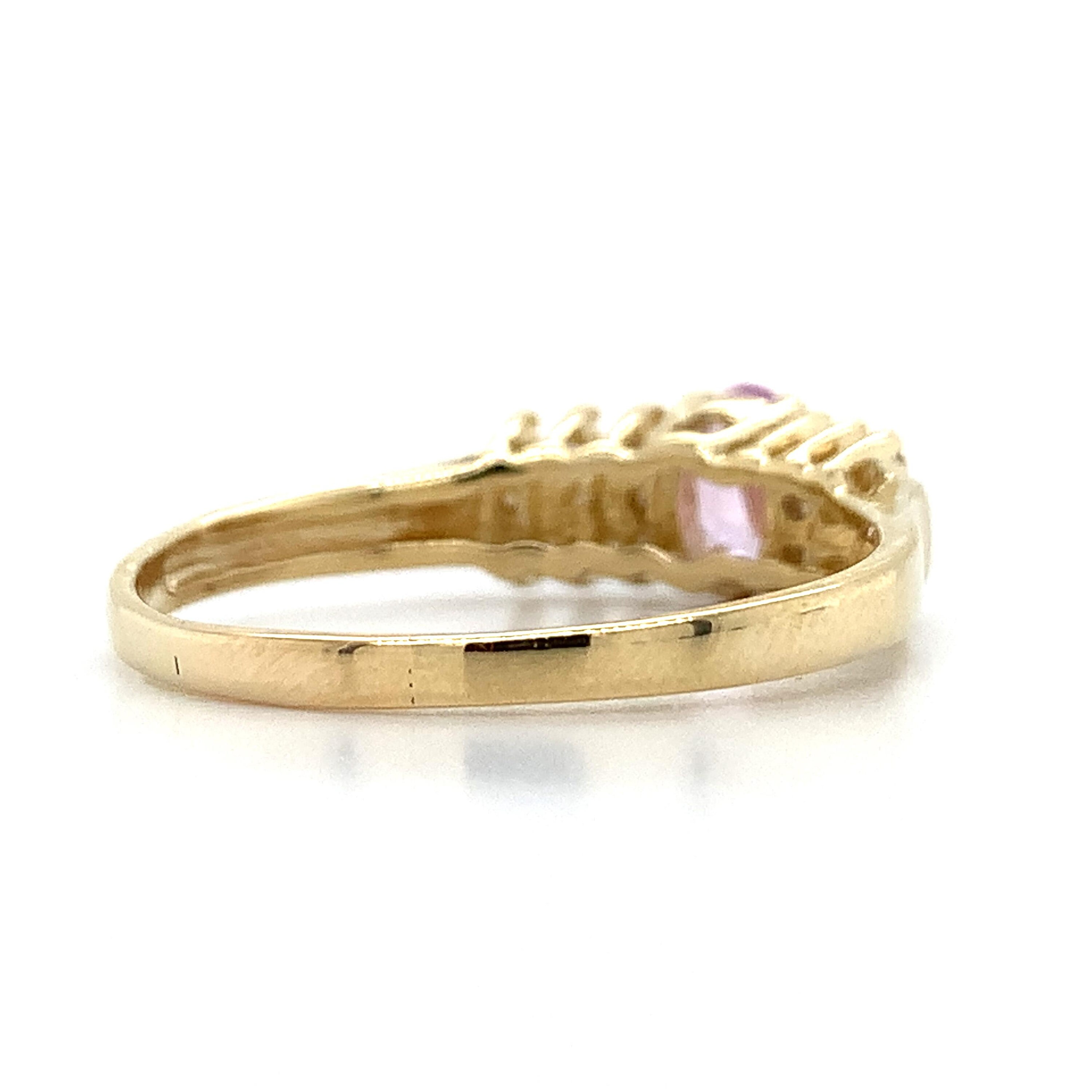 Effy Bh 14k Yellow Gold Oval Pink Sapphire W/ Round White Diamond Ring ...