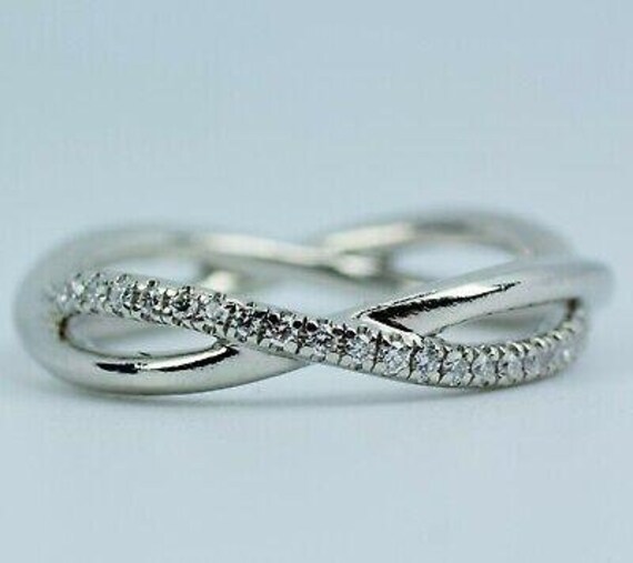 Platinum David Yurman Lanai Round White Diamond Twisting Band Ring Size 5.5 Etsy