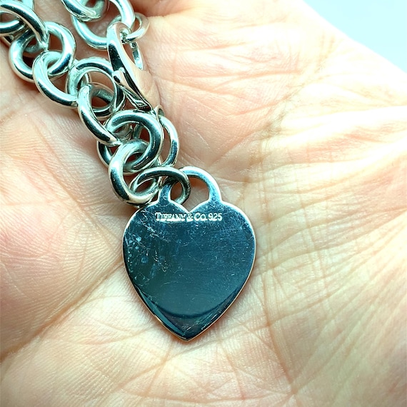 Tiffany & Co. 925 Sterling Silver Heart Tag Round Link Charm