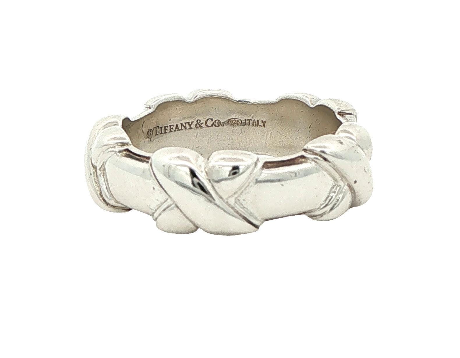 Tiffany & Co. スタッド リング Tiffany & Co. 925 Sterling Silver Italy Signature X Station Band