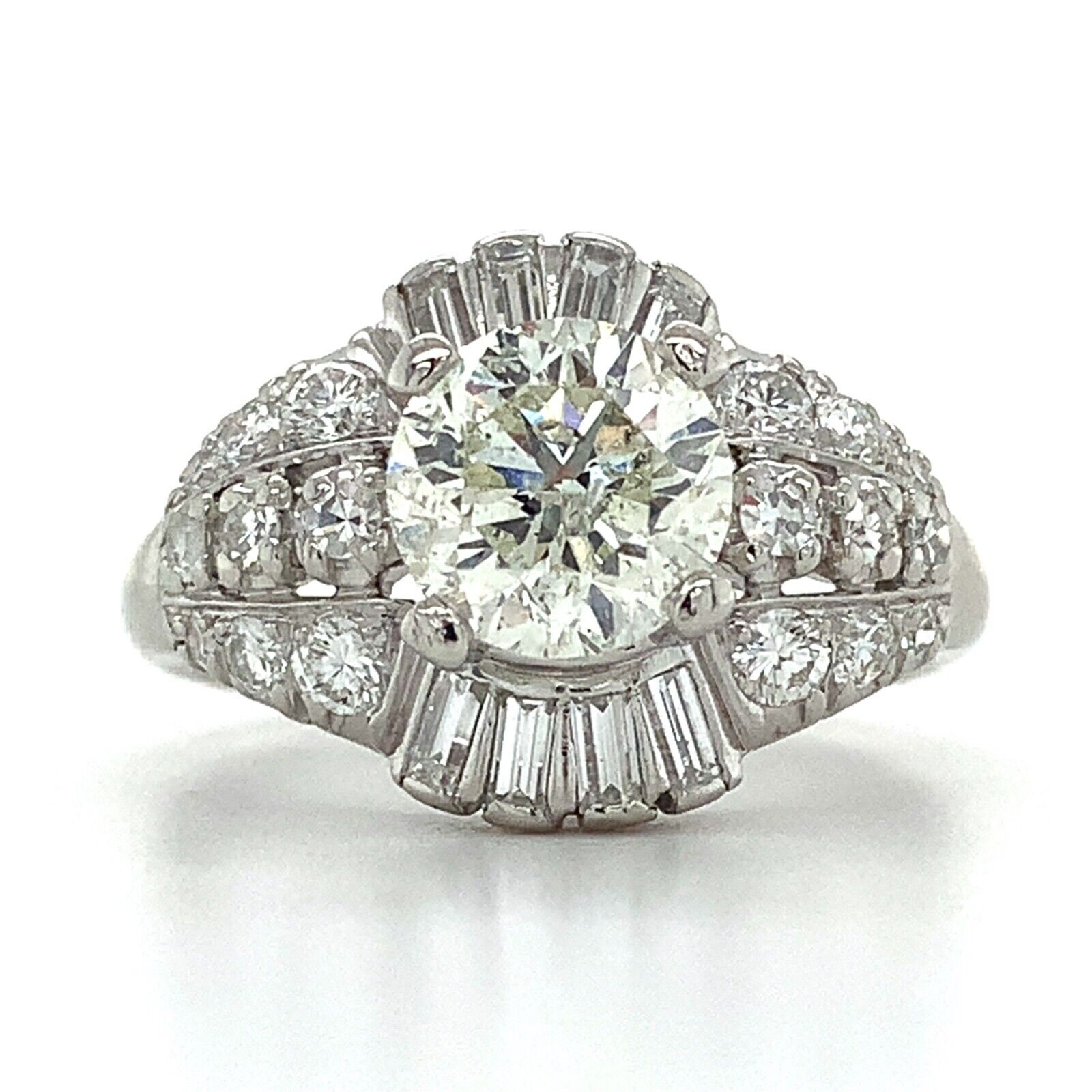 Vintage Iridium Platinum Round Cut Diamond W/ Single