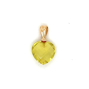 14k Yellow Gold Lemon Quartz Heart Shaped Pendant