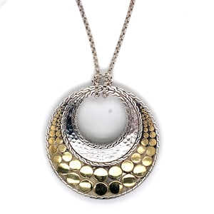John Hardy 18k Yellow Gold/Sterling Silver Dot Collection Large Pendant Necklace